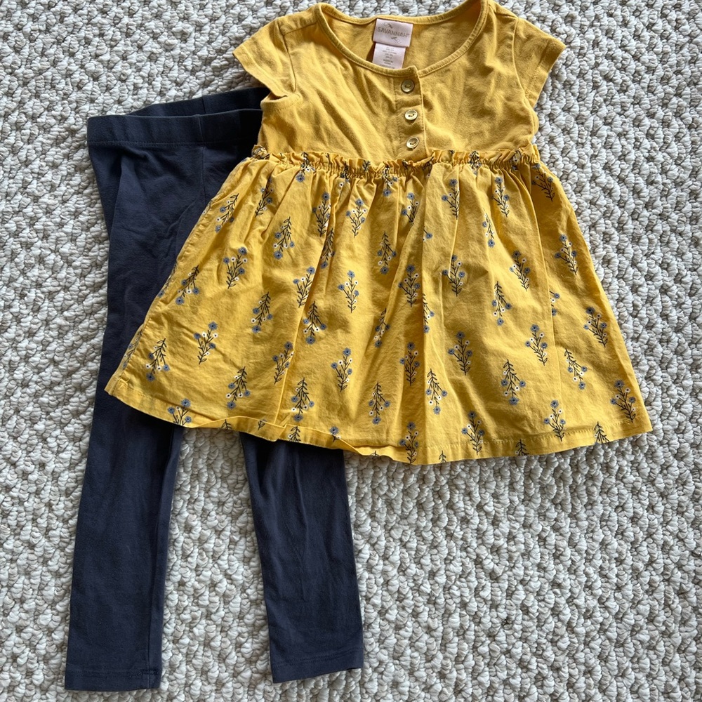 Savannah Yellow Top and Navy pant set. Size 2T